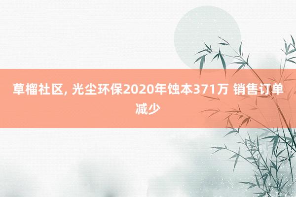 草榴社区， 光尘环保2020年蚀本371万 销售订单减少