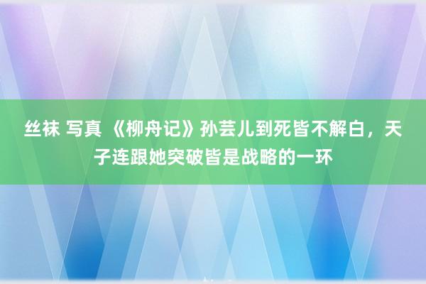 丝袜 写真 《柳舟记》孙芸儿到死皆不解白，天子连跟她突破皆是战略的一环