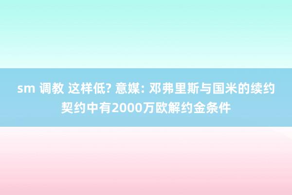 sm 调教 这样低? 意媒: 邓弗里斯与国米的续约契约中有2000万欧解约金条件