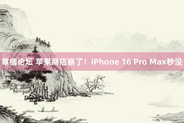 草榴论坛 苹果商店崩了！iPhone 16 Pro Max秒没