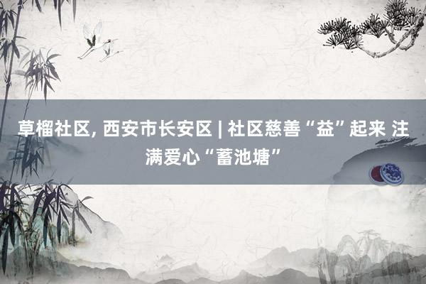 草榴社区， 西安市长安区 | 社区慈善“益”起来 注满爱心“蓄池塘”