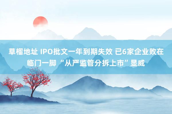 草榴地址 IPO批文一年到期失效 已6家企业败在临门一脚 “从严监管分拆上市”显威