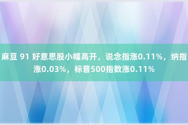 麻豆 91 好意思股小幅高开，说念指涨0.11%，纳指涨0.03%，标普500指数涨0.11%