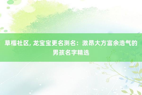 草榴社区， 龙宝宝更名测名：激昂大方富余浩气的男孩名字精选