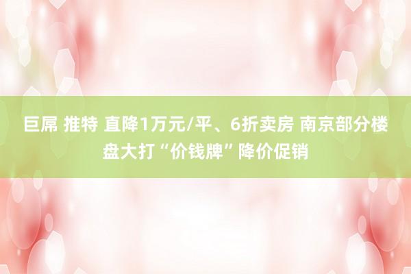 巨屌 推特 直降1万元/平、6折卖房 南京部分楼盘大打“价钱牌”降价促销