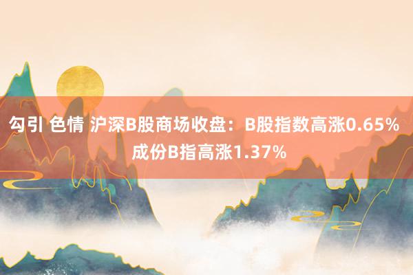 勾引 色情 沪深B股商场收盘：B股指数高涨0.65%  成份B指高涨1.37%