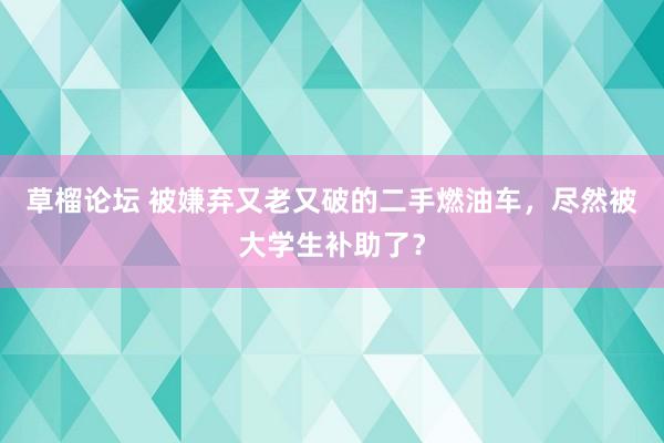 草榴论坛 被嫌弃又老又破的二手燃油车，尽然被大学生补助了？