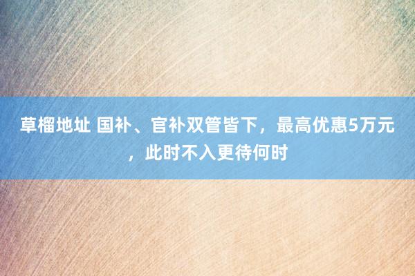 草榴地址 国补、官补双管皆下，最高优惠5万元，此时不入更待何时