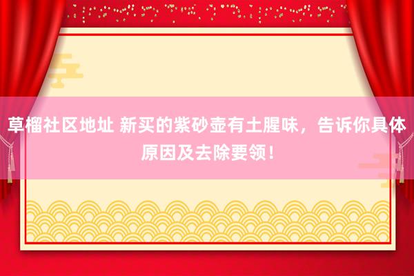 草榴社区地址 新买的紫砂壶有土腥味，告诉你具体原因及去除要领！