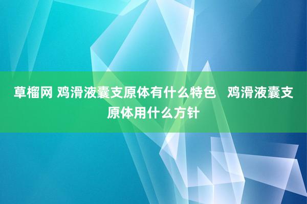 草榴网 鸡滑液囊支原体有什么特色   鸡滑液囊支原体用什么方针