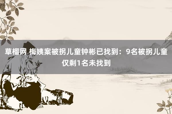 草榴网 梅姨案被拐儿童钟彬已找到：9名被拐儿童仅剩1名未找到