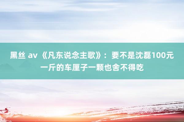 黑丝 av 《凡东说念主歌》：要不是沈磊100元一斤的车厘子一颗也舍不得吃