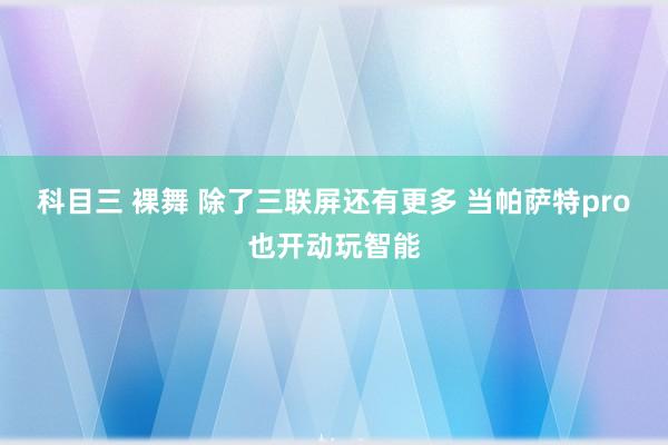 科目三 裸舞 除了三联屏还有更多 当帕萨特pro也开动玩智能