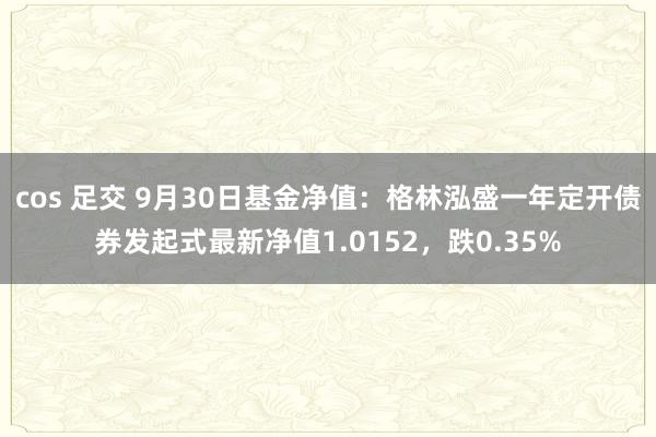 cos 足交 9月30日基金净值：格林泓盛一年定开债券发起式最新净值1.0152，跌0.35%