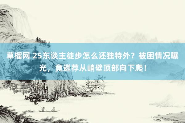 草榴网 25东谈主徒步怎么还独特外？被困情况曝光，竟遴荐从峭壁顶部向下爬！