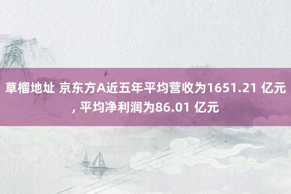 草榴地址 京东方A近五年平均营收为1651.21 亿元， 平均净利润为86.01 亿元