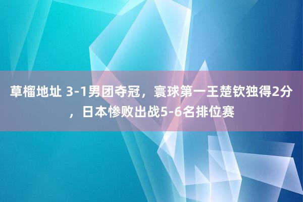 草榴地址 3-1男团夺冠，寰球第一王楚钦独得2分，日本惨败出战5-6名排位赛