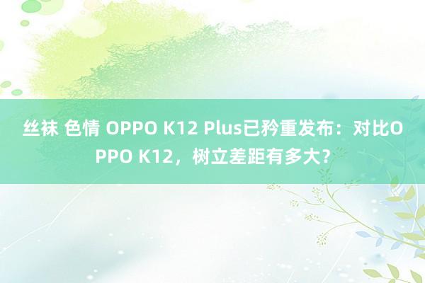 丝袜 色情 OPPO K12 Plus已矜重发布：对比OPPO K12，树立差距有多大？