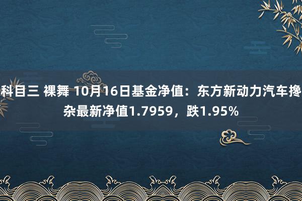 科目三 裸舞 10月16日基金净值：东方新动力汽车搀杂最新净值1.7959，跌1.95%