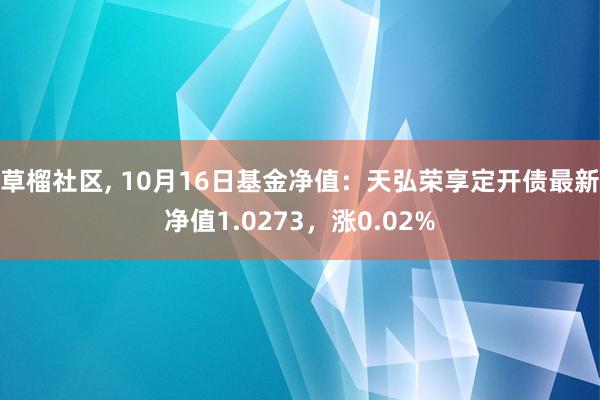 草榴社区， 10月16日基金净值：天弘荣享定开债最新净值1.0273，涨0.02%