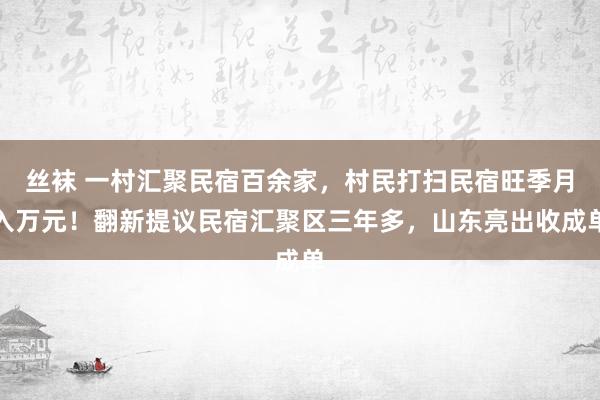 丝袜 一村汇聚民宿百余家，村民打扫民宿旺季月入万元！翻新提议民宿汇聚区三年多，山东亮出收成单