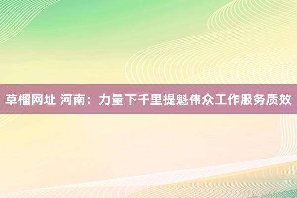 草榴网址 河南：力量下千里提魁伟众工作服务质效