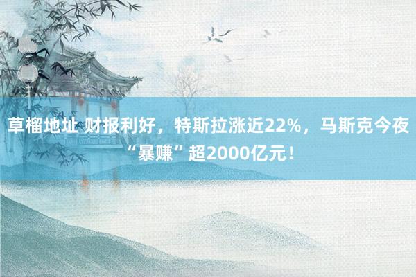 草榴地址 财报利好，特斯拉涨近22%，马斯克今夜“暴赚”超2000亿元！