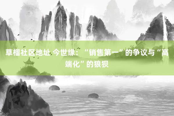 草榴社区地址 今世缘：“销售第一”的争议与“高端化”的狼狈