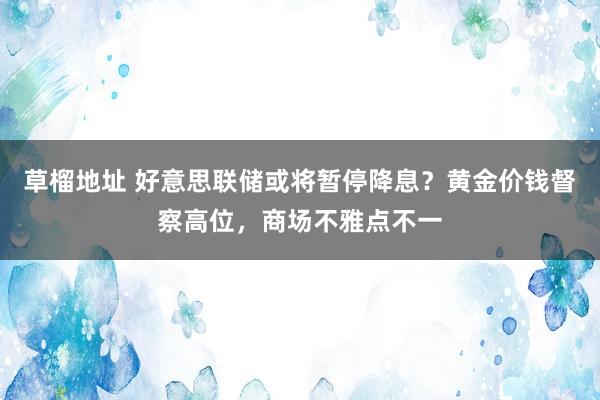 草榴地址 好意思联储或将暂停降息？黄金价钱督察高位，商场不雅点不一