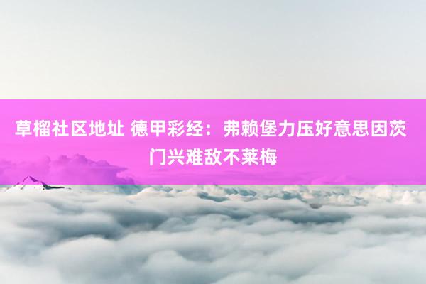 草榴社区地址 德甲彩经：弗赖堡力压好意思因茨 门兴难敌不莱梅