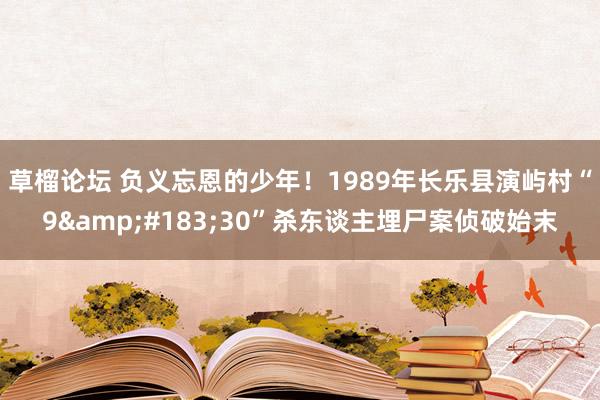 草榴论坛 负义忘恩的少年！1989年长乐县演屿村“9&#183;30”杀东谈主埋尸案侦破始末