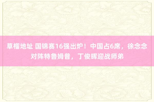 草榴地址 国锦赛16强出炉！中国占6席，徐念念对阵特鲁姆普，丁俊晖迎战师弟