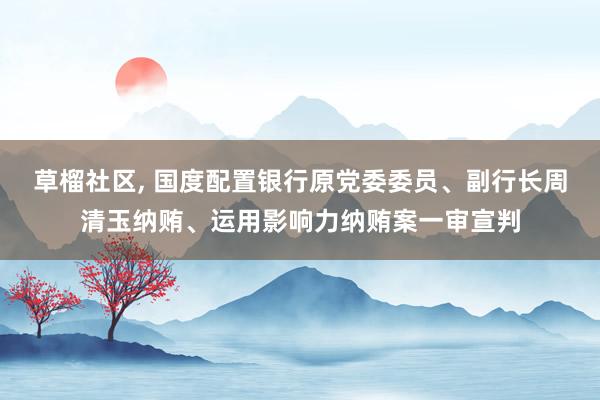 草榴社区， 国度配置银行原党委委员、副行长周清玉纳贿、运用影响力纳贿案一审宣判