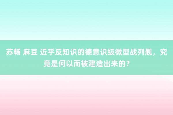 苏畅 麻豆 近乎反知识的德意识级微型战列舰，究竟是何以而被建造出来的？