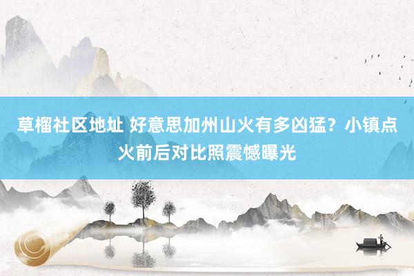 草榴社区地址 好意思加州山火有多凶猛？小镇点火前后对比照震憾曝光