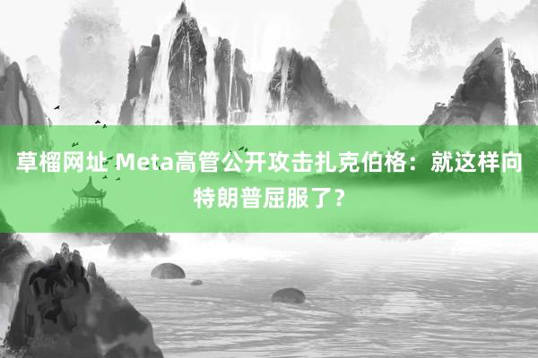 草榴网址 Meta高管公开攻击扎克伯格：就这样向特朗普屈服了？