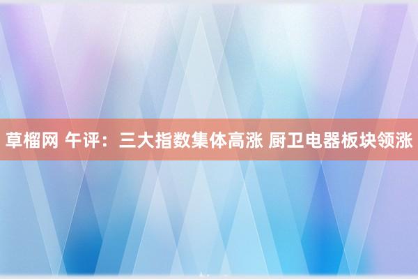 草榴网 午评：三大指数集体高涨 厨卫电器板块领涨