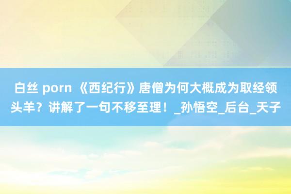 白丝 porn 《西纪行》唐僧为何大概成为取经领头羊？讲解了一句不移至理！_孙悟空_后台_天子